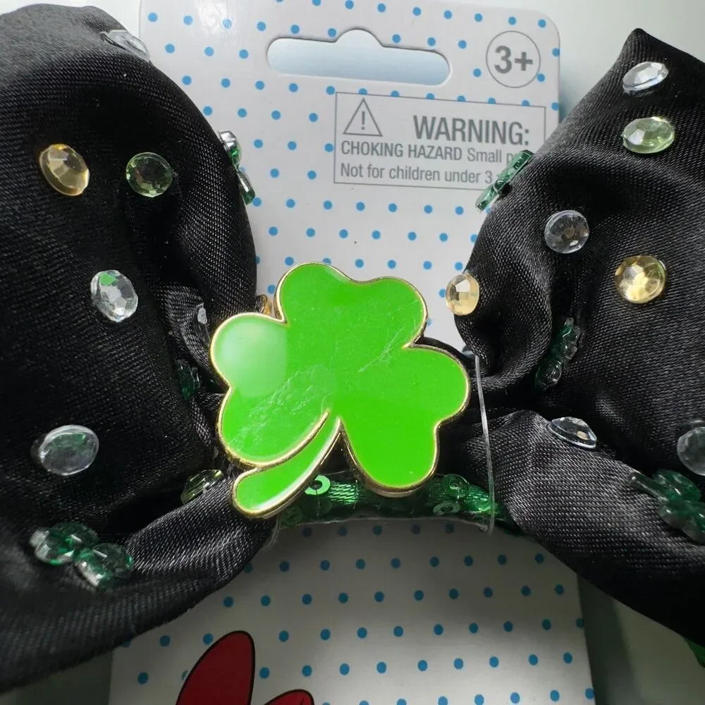 Disney Minnie Mouse Headband Ears Green St. Patrick’s Sequin Lucky Costume NWT